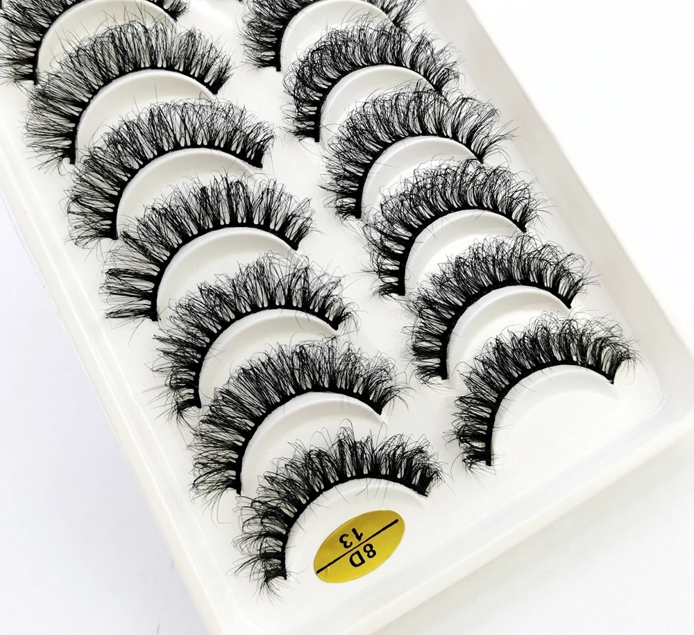 3D Mink Cílios Postiços, Natural Longo Wispy Eye Lashes, Maquiagem Estágio, Cílios Curtos Falsos, Extensão Beleza, 10 Pares, Novo