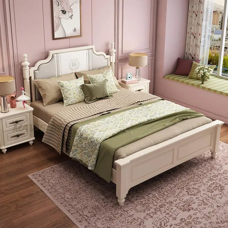 

Распродажа, роскошная кровать принцессы в европейском стиле для маленькой квартиры, набор домашней мебели, белая простая двойная детская кровать 1,2 м