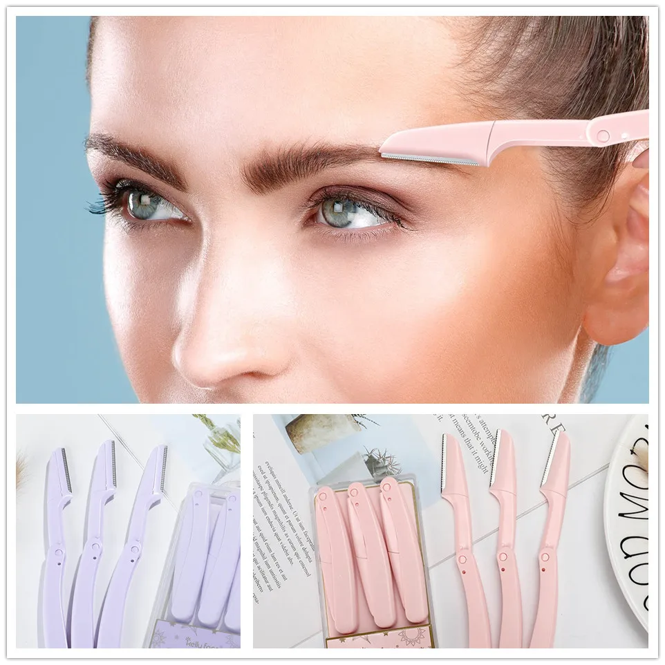 3pcs/set Foldable Eyebrow Razors Facial Eyebrow Trimmer Armpit Hair Razor Beauty Face Eye Brow Shaper Shaver Makeup Tools