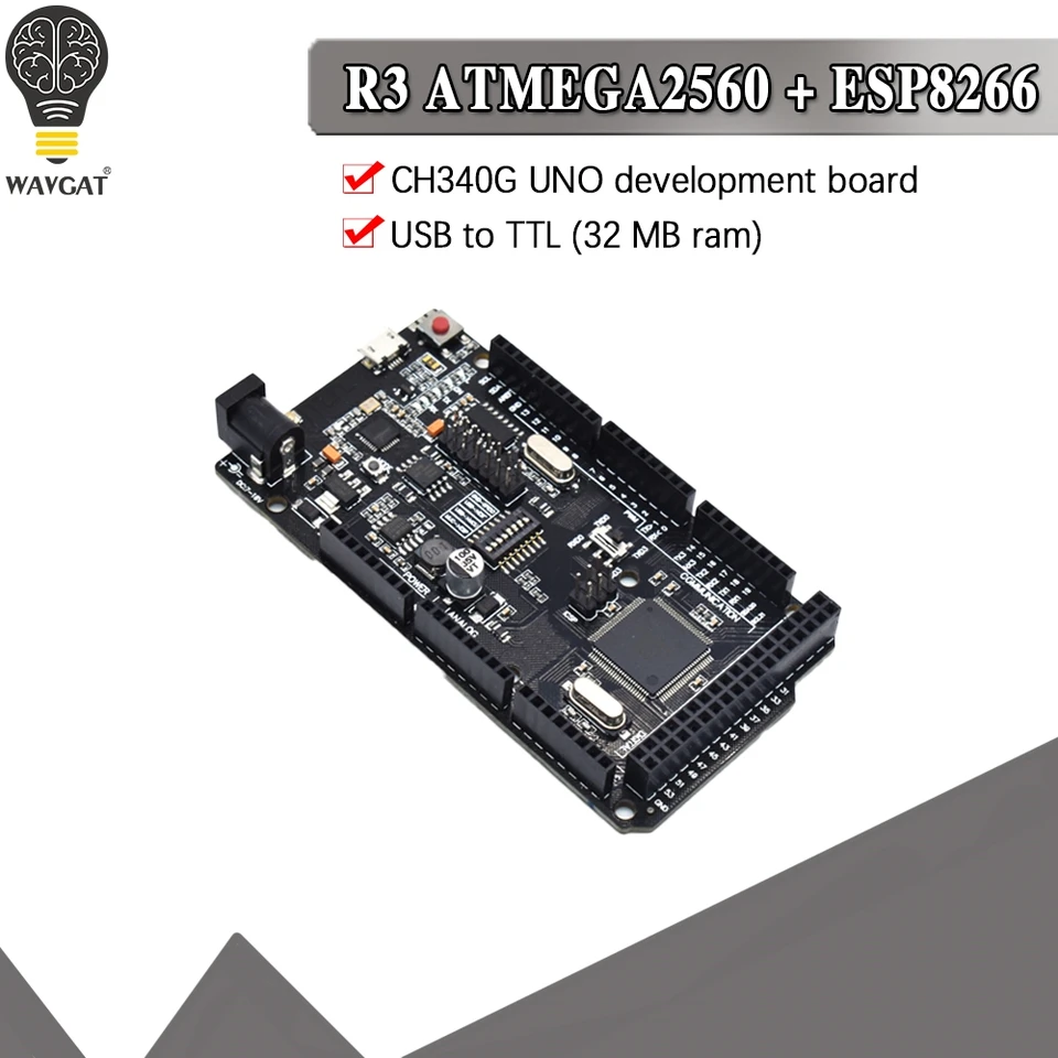 WeMOS Mega + WiFi R3 – ATmega2560 + ESP8266 32 Mo Flash – USB-TTL CH340G – Compatible Arduino Mega & NodeMCU – Développement IoT