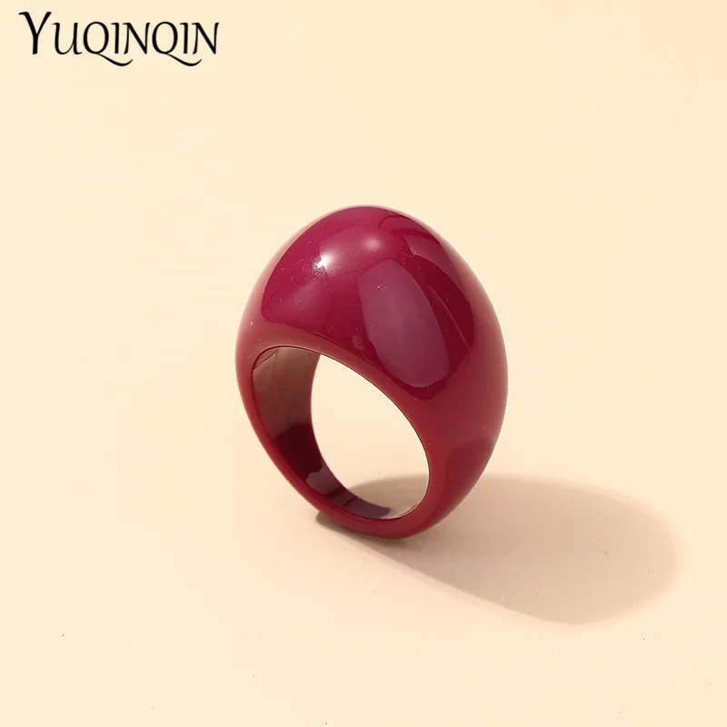 Large Cute Sweet Acrylic Rings For Teen Girls Big Colorful Resin Finger Rings For Women Minimalist Multicolor Fashion Rings