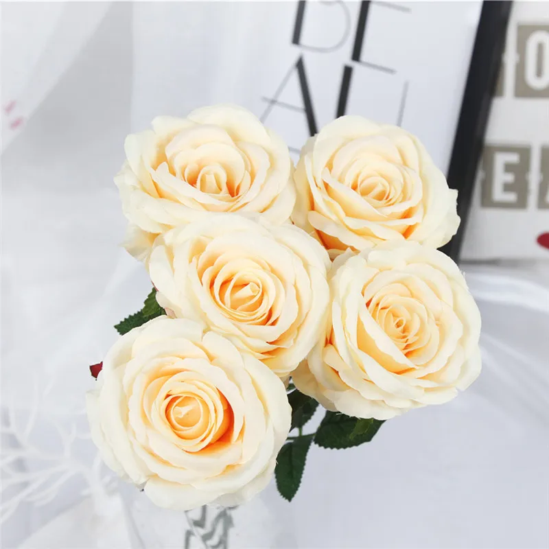 2PCS 9colors Artificial fabric rose flower single rose  fake  flower for wedding home decoration diy  flower bouquet