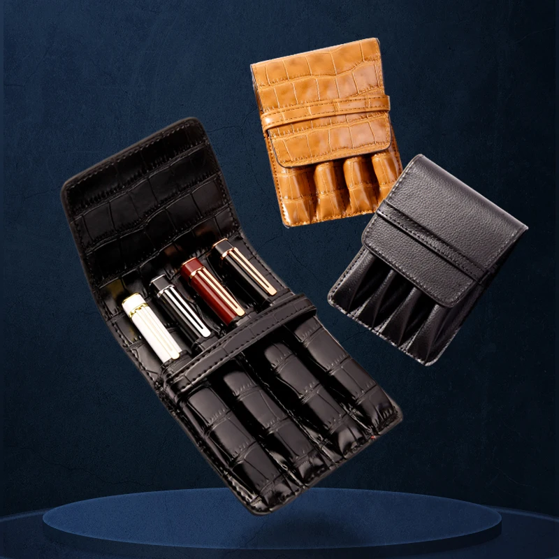 Quality Fountain Pen / Rollerball Pen Bag Pencil Case Available for 4 Pens - color Leather Pen Holder / Pouch