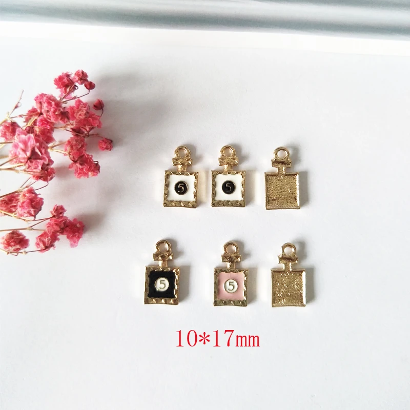 10PCS Dorp Oil Perfume Bottle Shape Enamel Charms Metal Pendant For Jewelry DIY Making Bracelet Earring Hair Floating Craft