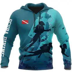 Scuba Diving Art Sport 3D Print Hoodie Man Women Unisex Zipper Up Jacket Harajuku Pullover Sweatshirt Outwear Casual Tracksuit 3