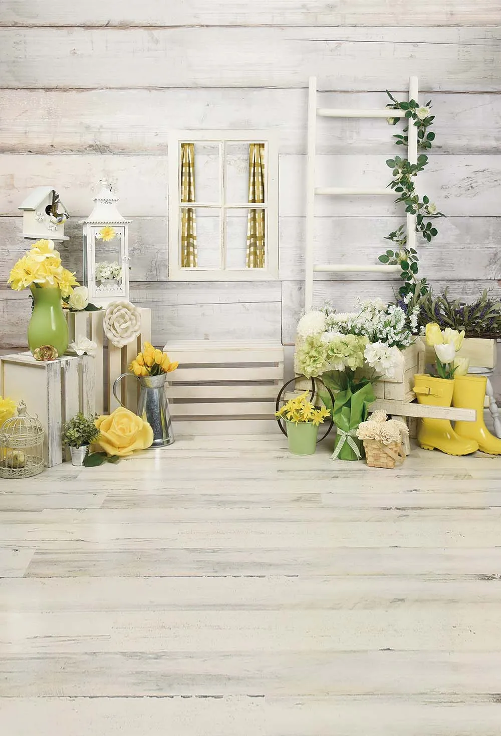 การถ่ายภาพพื้นหลังอีสเตอร์ดอกไม้ฤดูใบไม้ผลิไม้ฉากหลัง Photocall Photophone ถ่ายภาพ Prop W-4879