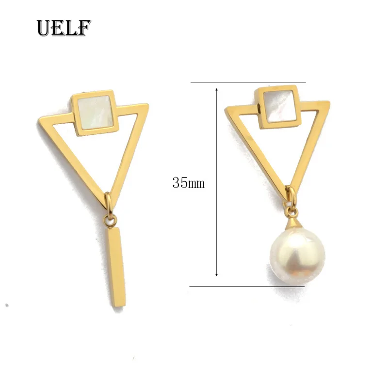 Uelf 2019 New Korean  Symphony Simulated Pearl Shell Metal Long Tassel Drop Earrings Sweety Jewelry For Women Pendientes Gift