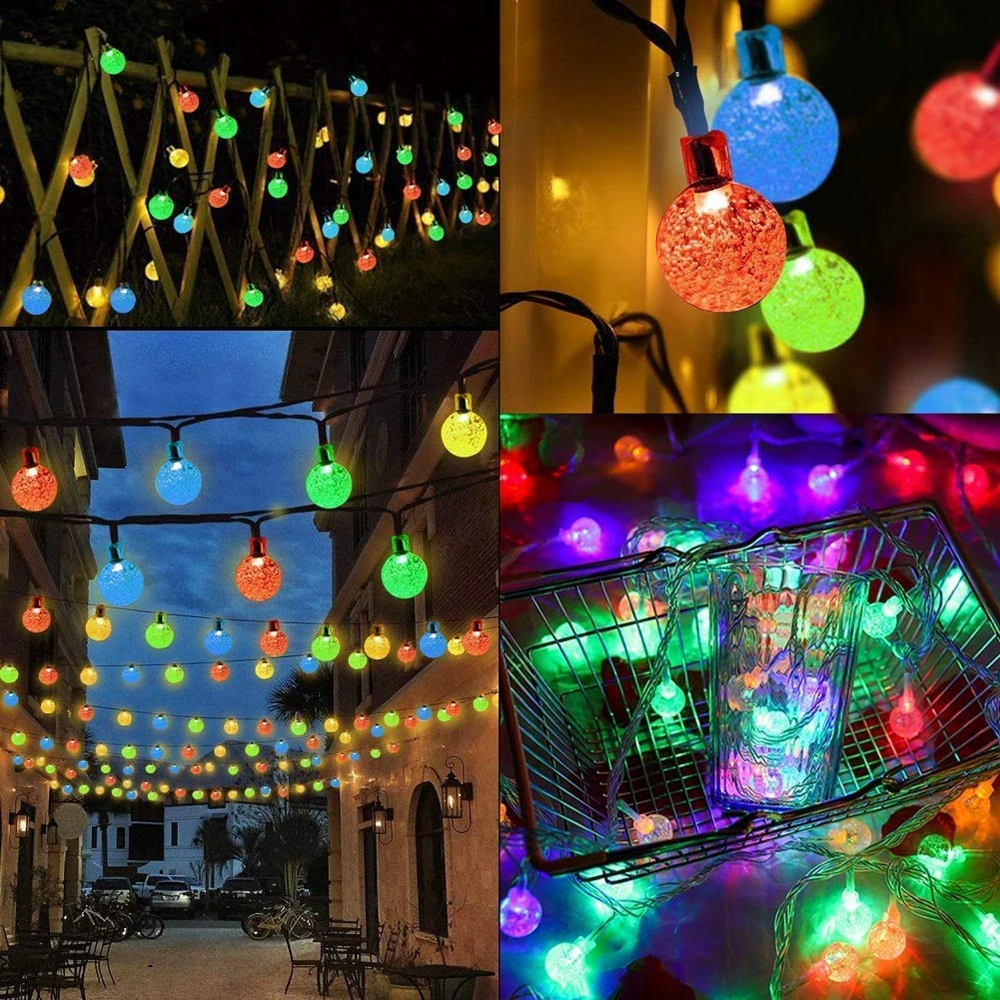Solar LED String Fairy Lights 5M 20LED Bulb Outdoor Waterproof Garland Courtyard Garden Decoration Christmas Holiday Lighting