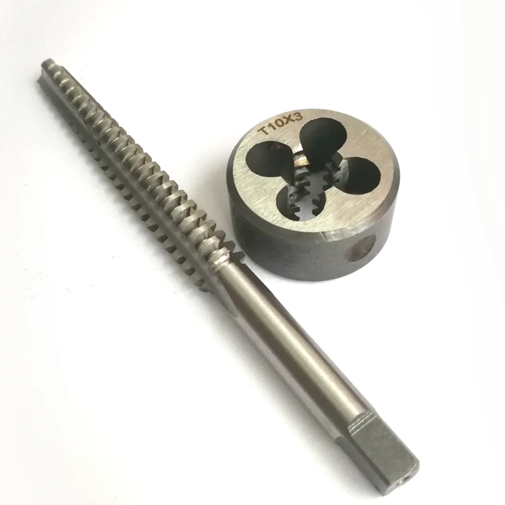 

2PCS HSS Metric Trapezoidal thread tap and Die set Tr10 TR10X2 TR10X3 T Left hand TR screw taps Round dies sets T10 T10X2 T10X3