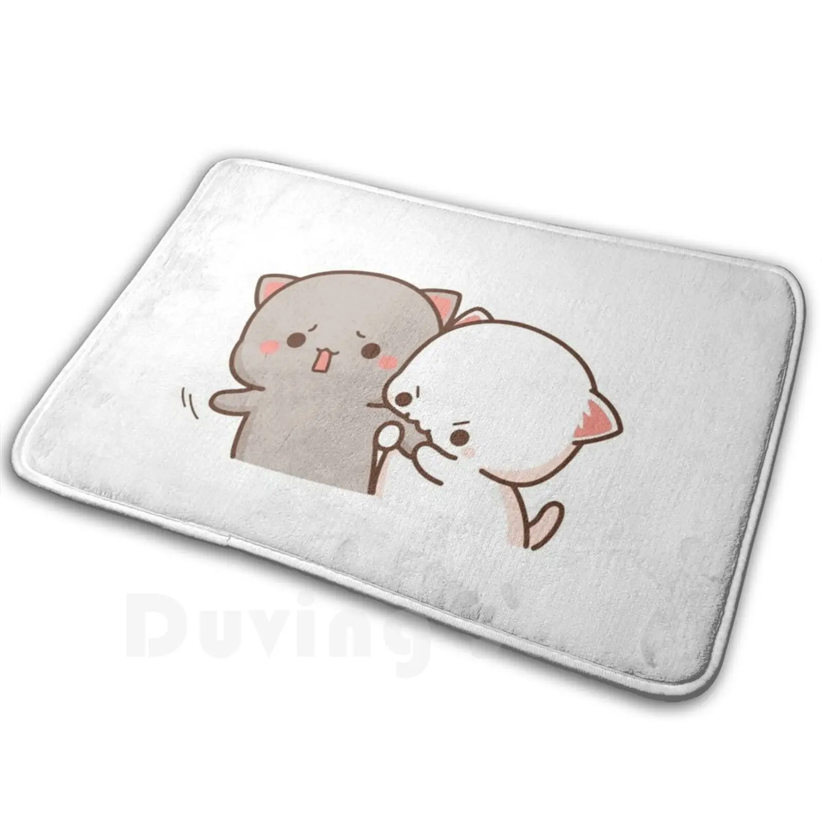 Peach And Goma Mochi Cat Bite Soft Non-Slip Mat Rug Carpet Cushion Peach Cat Goma Mochi Cat Kitty Cute Romantic Kawaii