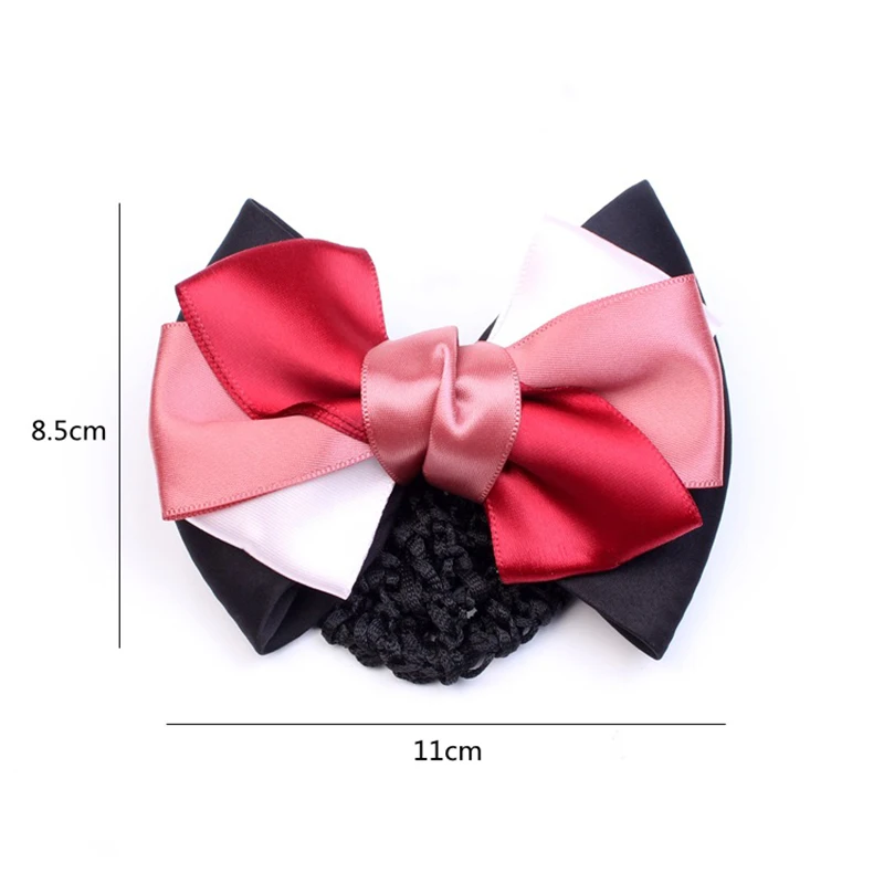 Women'S Professional Head Flower Net Pockets Many Color Styles White-Collar Professional Handmade Ribbon Bow Hair Accessories