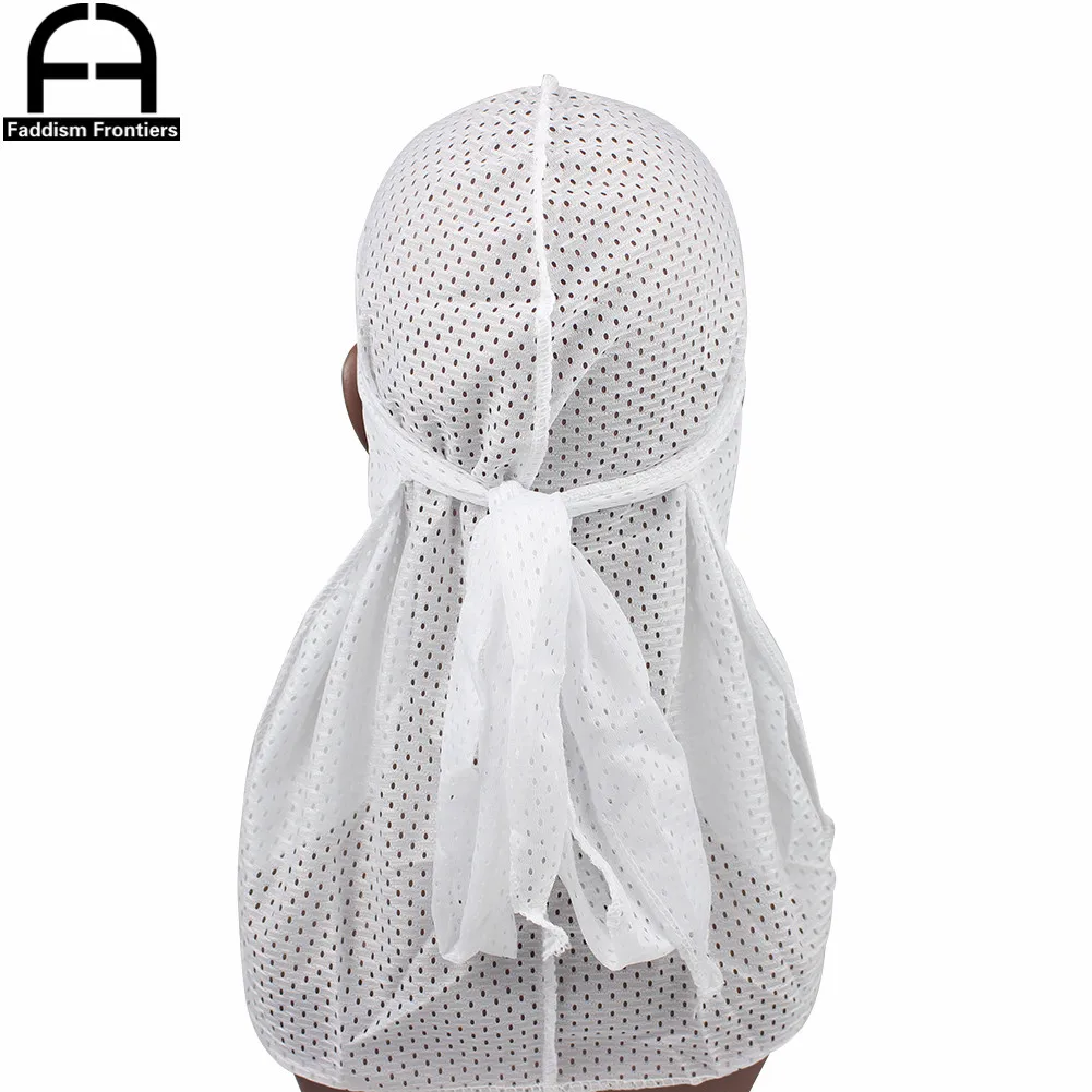 Sommer Männer Mesh Durag Atmungsaktive Lange Schwanz Durags Bandanas für Männer Welle Do DuRag Lumpen – Detail 1