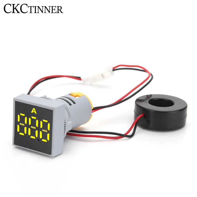 22MM 0-100A Digital Ammeter Current Meter Led Lamp Square Signal Light AC Frequency Meter Indicator Digital Display