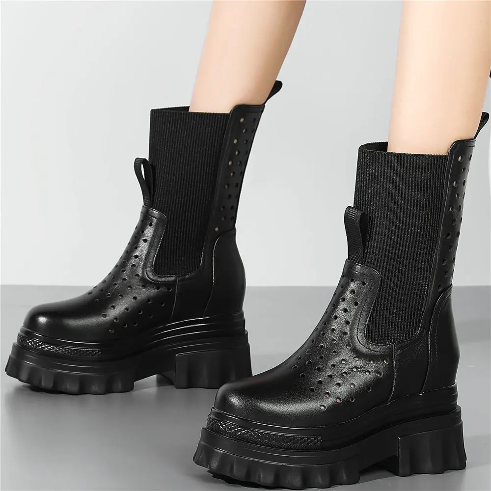 

2022 Platform Pumps Shoes Women Genuine Leather High Heel Gladiator Sandals Female Summer High Top Fashion Sneakers Casual Shoes