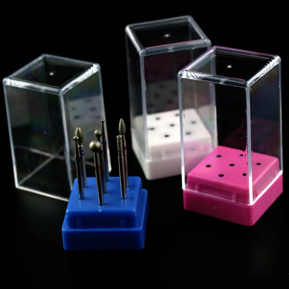 10/7 Slots Nail Boor Houder Clear Storage Box Voor Elektrische Roterende Bestanden Display Nail Accessorie Gereedschap