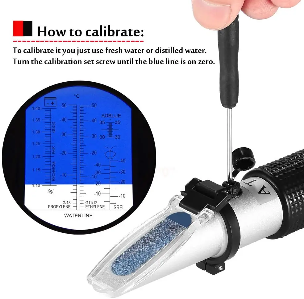 Antifreeze Refractometer Car Freezing Point RHA-701ATC Car Urea 5 in 1 Tester Ethylene Propylene Glycol Battery Fluid