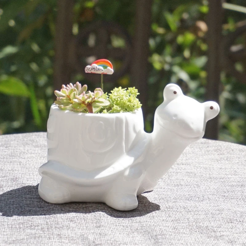 Maceta de cerámica de Animal PEQUEÑO, maceta de porcelana superblanca, elefante, Caracol, Tortuga, jardín, Mini maceta, maceta de cerámica, Decro de escritorio