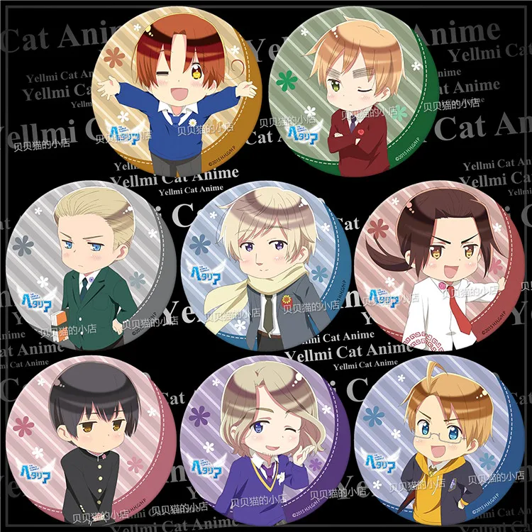 1pc anime World Wrinkle Hetalia Italy Brooch Pins Badges