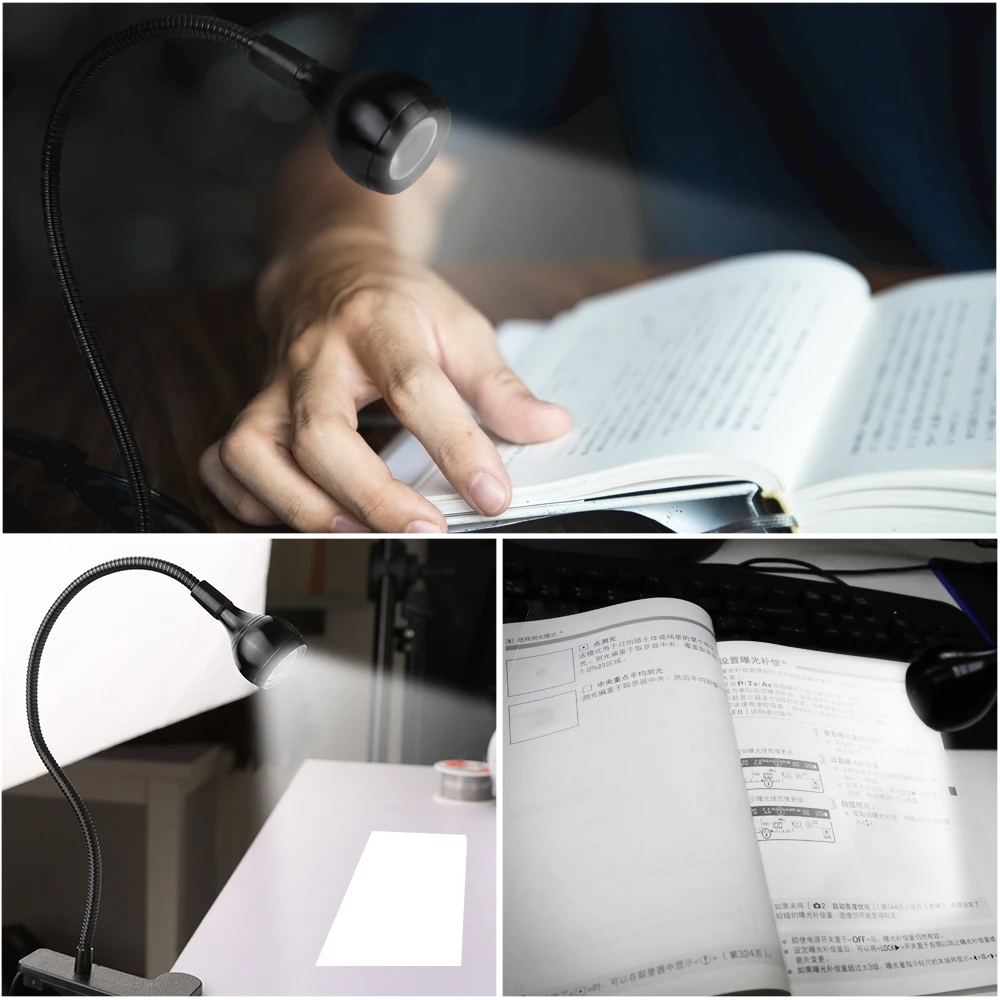 USB Led Desk Light Mini Clip-On White Light Portable Small Table Lamp with Switch Home Use Table Lamp Free Bending
