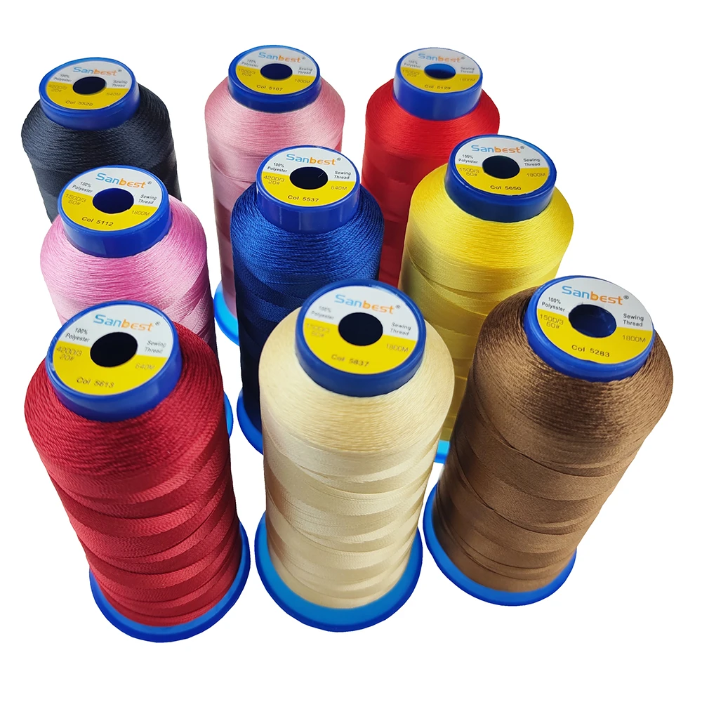 Sanbest Hoge Sterktegraad Polyester Naaigaren 150D/3 210D/3 420D/3