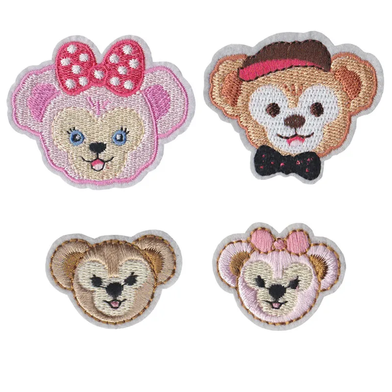 Cartoon stellalou Duffy bear Parches Embroidered Iron On Patches For Clothing DIY Stripes Clothes animal Appliques