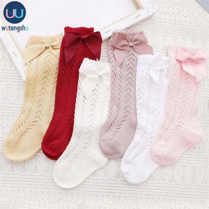 Newborn Baby Girls Socks Autumn Winter Kids Socks Toddlers Girls Big Bow Knee High Long Soft Cotton Lace Children Socks