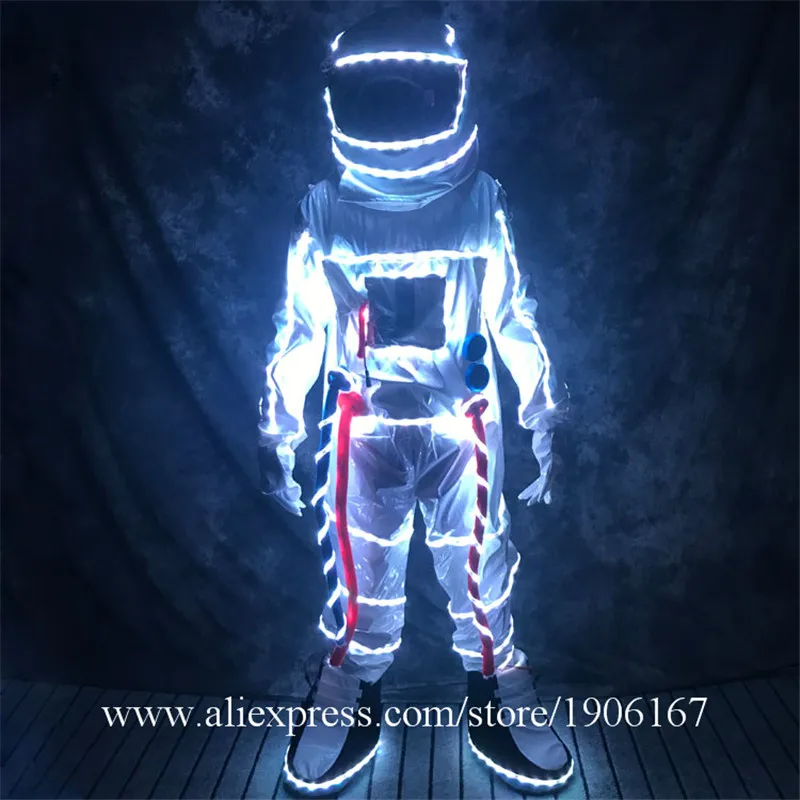 Colorful LED luminous astronaut clothes delivery service nightclub KTV performance costume illuminated flashing spaceman clothes