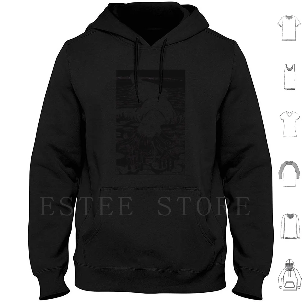 Young-Junji Ito Hoodies Long Sleeve Junji Ito Manga Black And White Japanese Lilypads Goth Emo Grunge