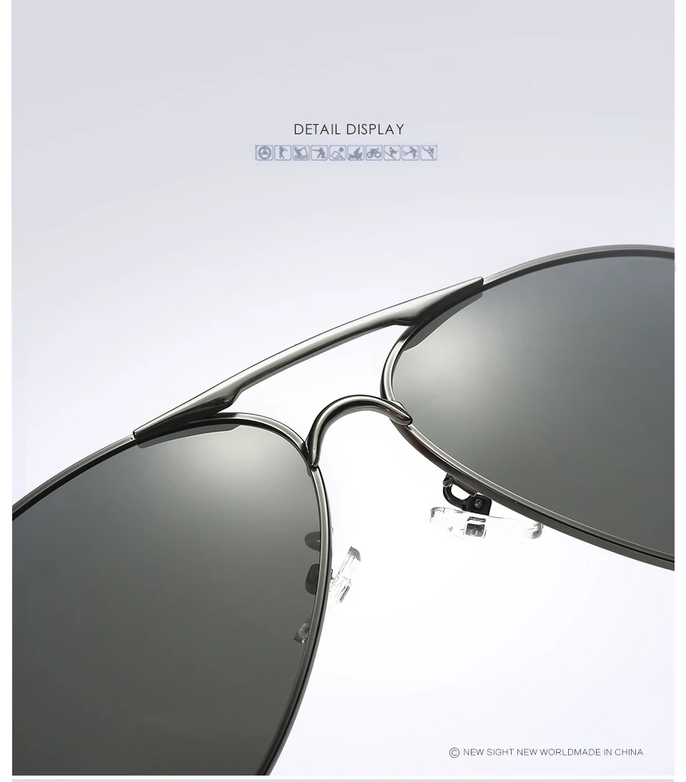 Neue Design Outdoor Sport Pilot Polarisierte Sonnenbrille Männer Frauen Anti-Glare Fahren Gläser Trendy Shades Spiegel Objektiv sonnenbrille – Detail 23