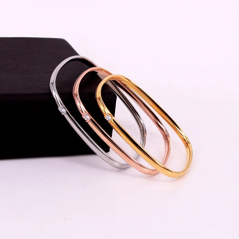 2021 New Arrival Stainless Steel Crystal Bangle Women Bracelets Luxury Brand Gold Plated Wedding Jewelry Free Shipping B71