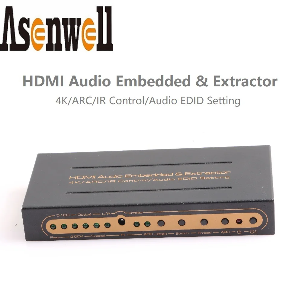 4k arco ir controle hdmi áudio edid conjunto conversor embutido spdif coaxial digital5.1 lr áudio analógico hdmi conversor extrator de áudio