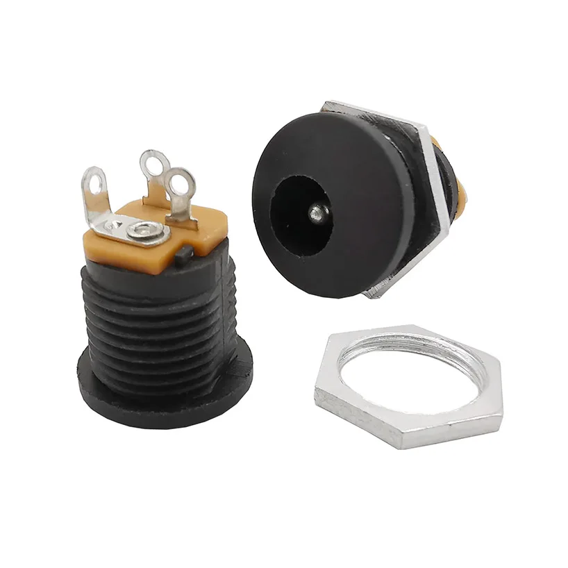 10 Stücke (5 Paar) 12 V 3A 5,5x2,1mm DC Power Stecker Stecker DC Steckdose Weibliche Jack Schraube Mutter Panel Mount Adapter 5,5*2,1mm – Detail 6