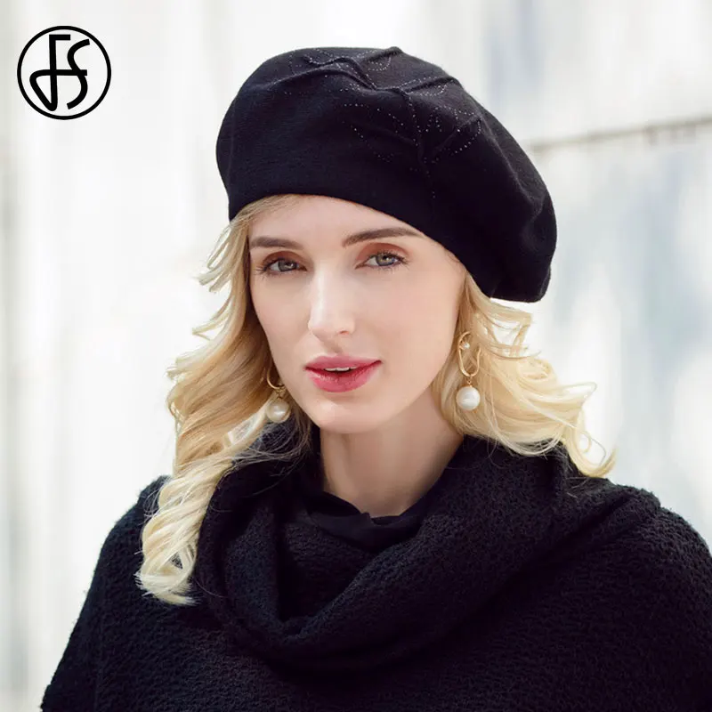 FS Autumn Winter Hat 100% 100% Wool Beret Women French Artist Painter Hats Vintage Lady Girls Female Warm Chapeau Femme Cap 2023