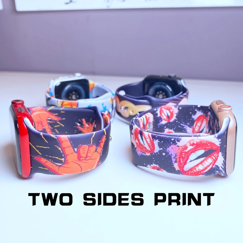 المطبوعة سيليكون 44 مللي متر الأشرطة ل IWO سلسلة 6/7 ساعة ذكية Z36 T100 زائد W37 برو Smartwatch حزام T500 X6 W26Pro ل DT100 HW22