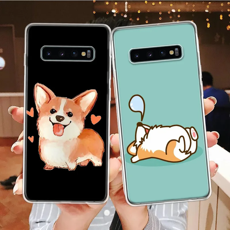 Cartoon Corgi Super Schattige Hond Siliconen Telefoonhoesje Voor Samsung Galaxy S23 S24 Ultra S21 S20 Fe S22 S10 Plus S10e S9 S8 + Cover