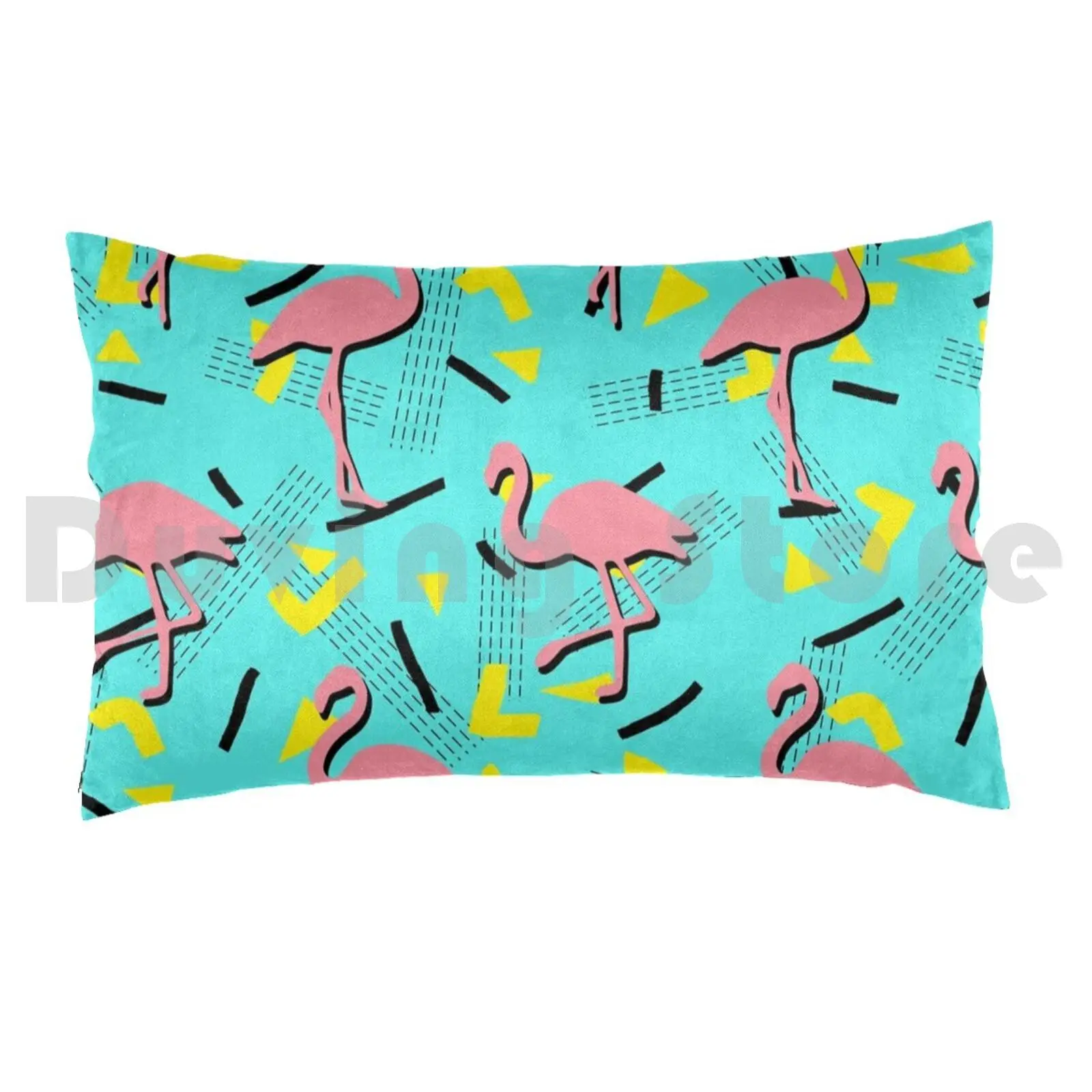 Flamingos Memphis Pillow case 1503 Spring Summer Geometric Pattern Nature Botanical Tropical