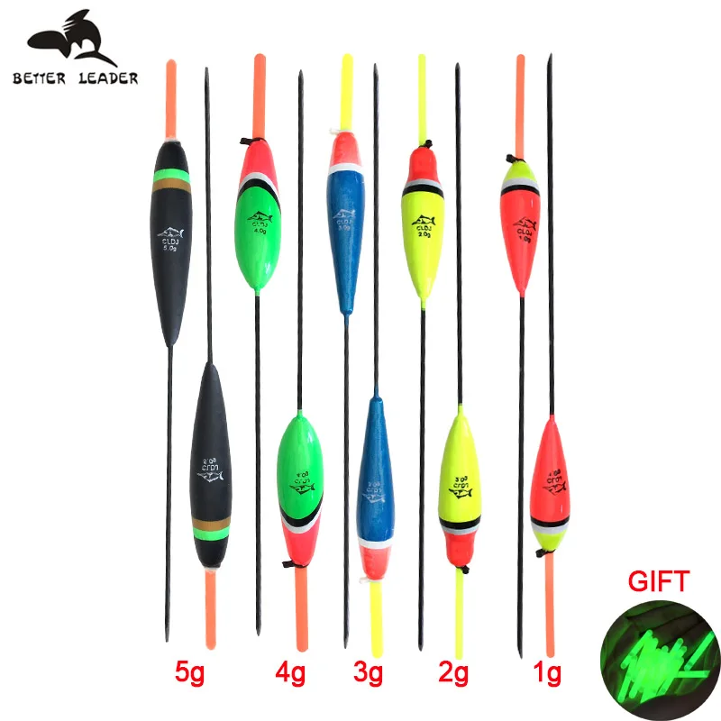 10pcs carp fishing Bobber Fluctuate Mix Size Fishing Floats Set Buoy Bobber With Fluorescent Lightstick Light 1g 2g 3g 4g 5g