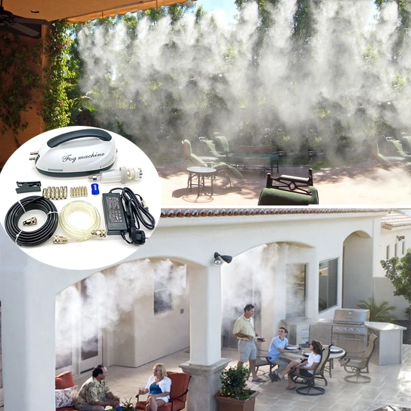 HS-03 Free Shipping High Pressure 0.2L/min Mini Fog Machine Slient Full Set Misting Cooling System for Patio Cooling