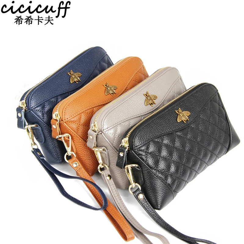 New Fashion Top Layer Cowhide Wallet Shell Type Soft Zipper Handbag for Woman Designer Brand Clutch Lovely Purse Long Wallet