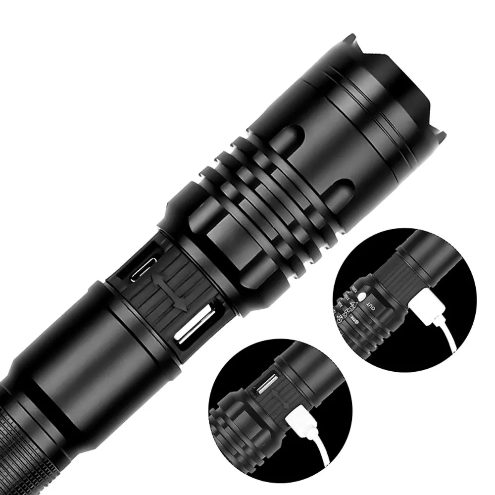 6000 lumens Power Bank led flashlight XHP 50 High Powerful Tactical flashlight usb torch lantern 18650 hunting lamp Flash light