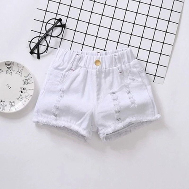 Summer Kids Shorts for Girls Korean Style Children Cotton White Black Powder Hot Short Pants Fashion Girl Clothes Size 120-170