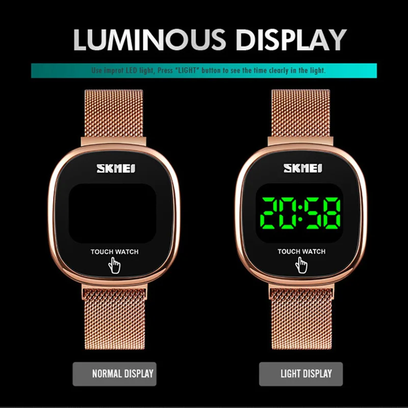 

Watches For Men Women Touch Screen LED Display Date Digital Wristwatch Women Creative Magnetic Buckle montre homme SKMEI 2020