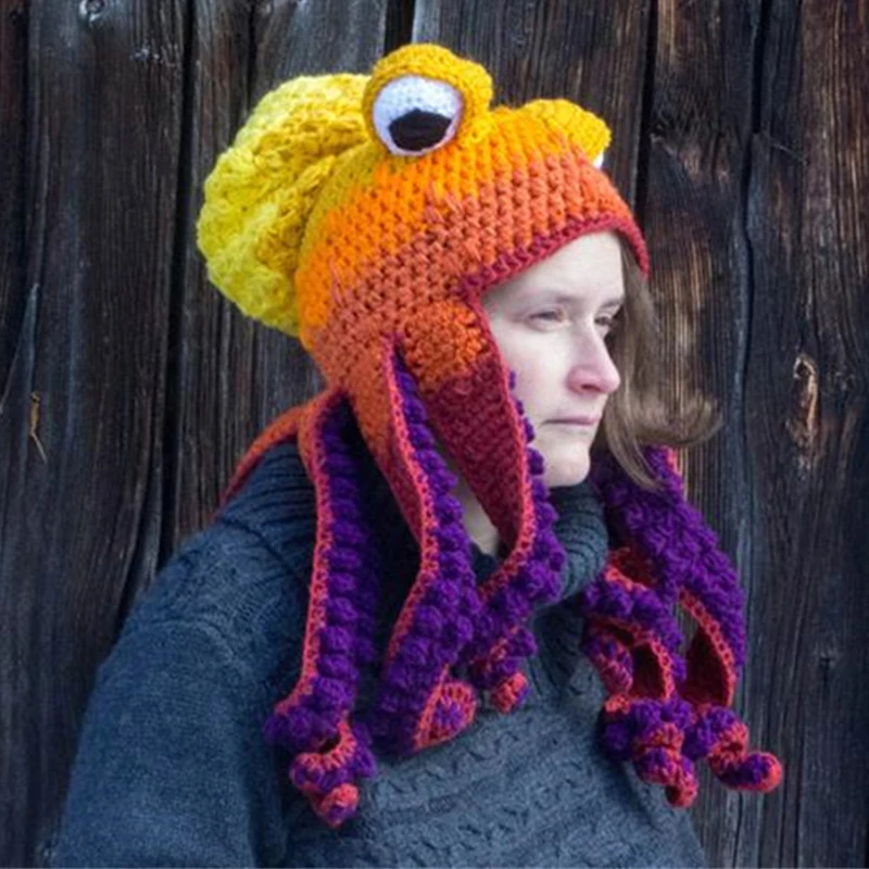 Crochet Octopus Hat Unique Soft Crochet Beanies A Very Good Birthday Christmas Gft For Halloween Costume Cosplay XIN-Shipping