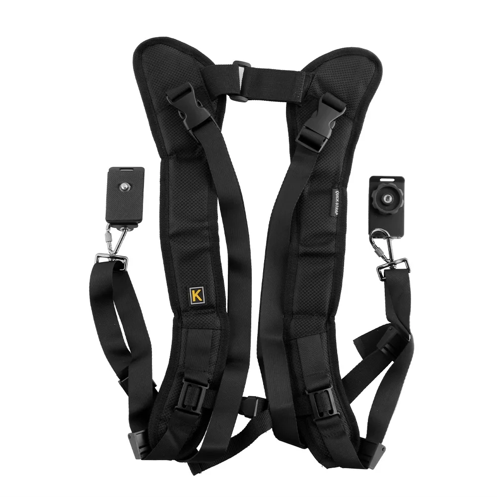 Black Double Dual Camera Shoulder Strap Sling Belt Quick Rapid Sling Belt Adjustment for DSLR Digital Camera Accessories