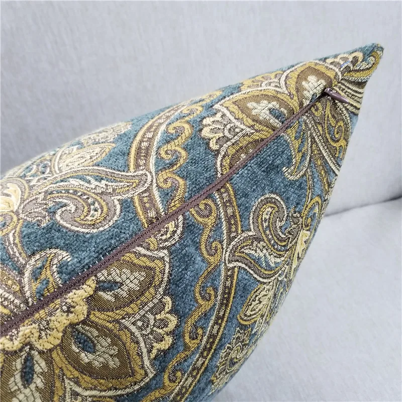 Classic European Paisley Brick Red Blue Chenille Woven Jacquard Decorative Pillow Case Sofa Chair Cushion Cover 45x45cm 1pc/lot