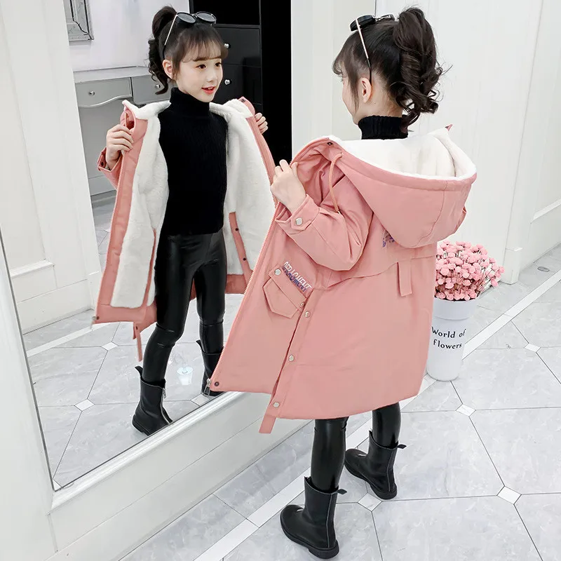 Girls Baby's Coat Jacket Outwear 2022 Cool Thicken Winter Plus Velvet Warm Cotton Fleece High Quality Children's Clothing