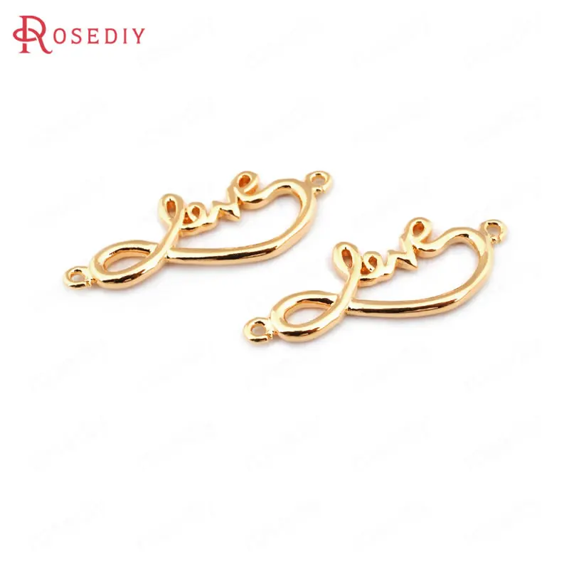 (C223)6 pieces 21*8mm High Quality Gold Color Brass LOVE Connect Charms Pendants Diy Jewelry Findings Accessories wholesale