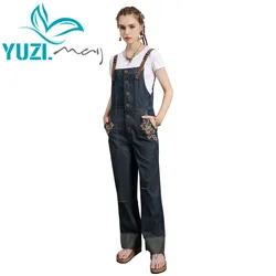 Jumpsuit Women 2020 Yuzi.may Boho New Denim Women Bodysuit Adjustable Shoulder Girth Vintage Flower Embroidery Jumpsuits A82218