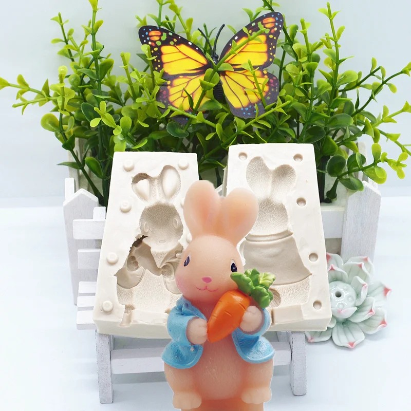 

3d Cute Rabbit Silicone Mold Kitchen Resin Baking Tool Dessert Chocolate Lace Decoration Supplies DIY Cake Pastry Fondant Moulds