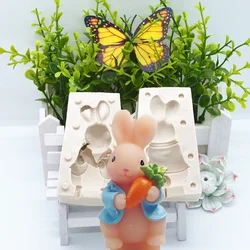 3d Cute Rabbit Silicone Mold Kitchen Resin Baking Tool Dessert Chocolate Lace Decoration Supplies DIY Cake Pastry Fondant Moulds